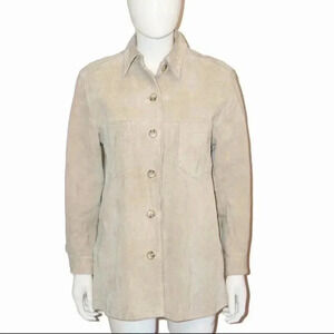 100% Genuine Leather Marsh Landing Women's Suede Shirt Jacket Coat Button Up M